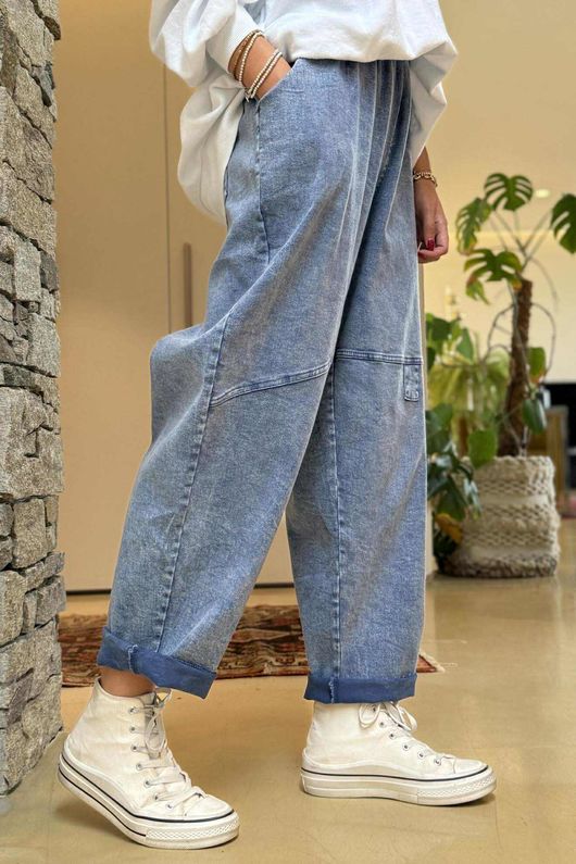 Duran Barrel Leg Jean Vintage Wash Denim 